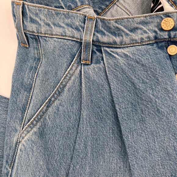 Snacks by Mother Pleated Wide Leg Denim Size 25 Raw Hem High Rise Jeans - Picture 8 of 16